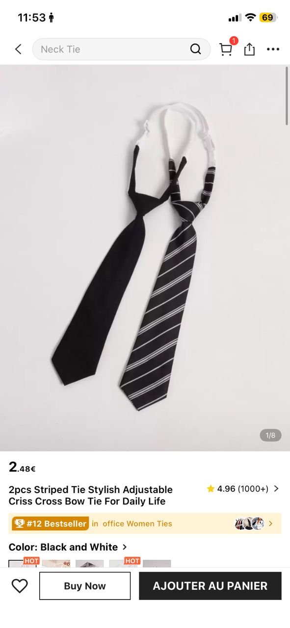 2pcs Striped Tie Stylish Adjustable Criss Cross Bow Tie For Daily Life