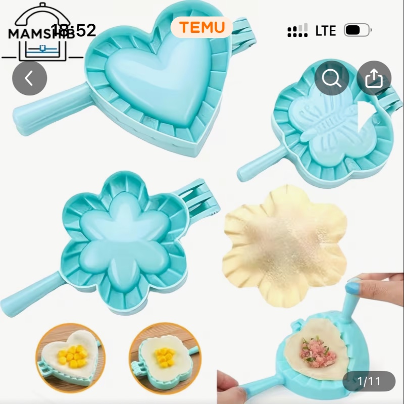 Ensemble de 3 Moules à Raviolis MAMSHIB - Formes Cœur, Papillon et Fleur