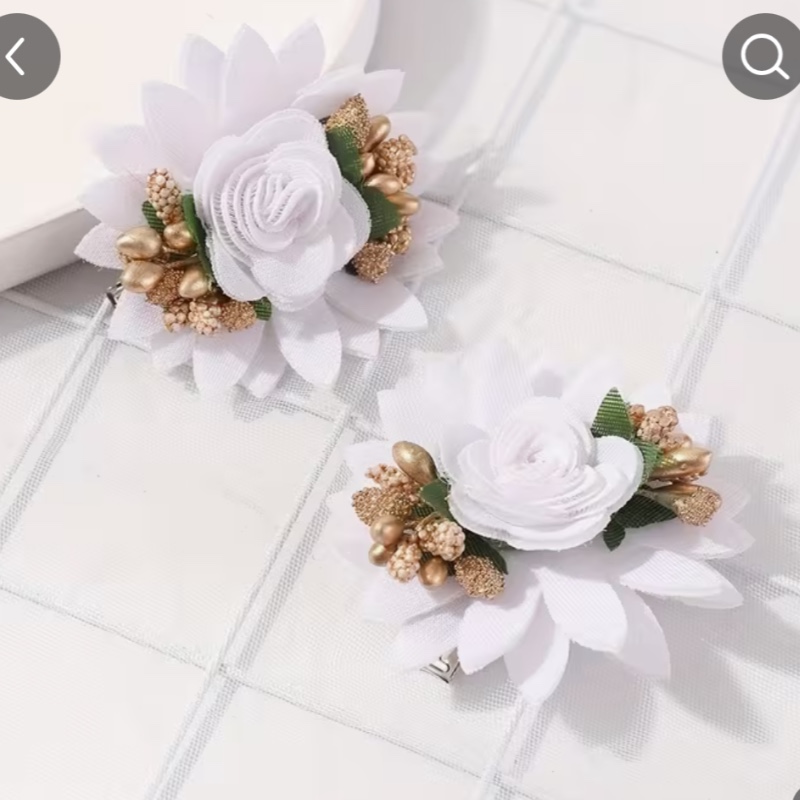 Ensemble de 2 pinces à cheveux en tissu avec fleurs