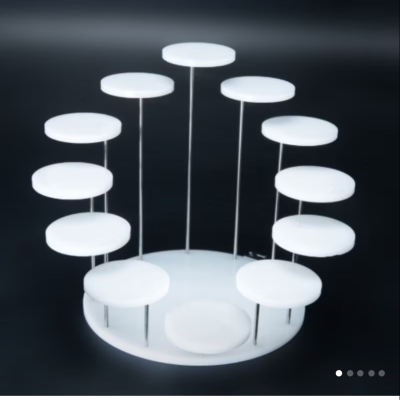 Présentoir transparent en acrylique à 12 niveaux avec base ronde robuste