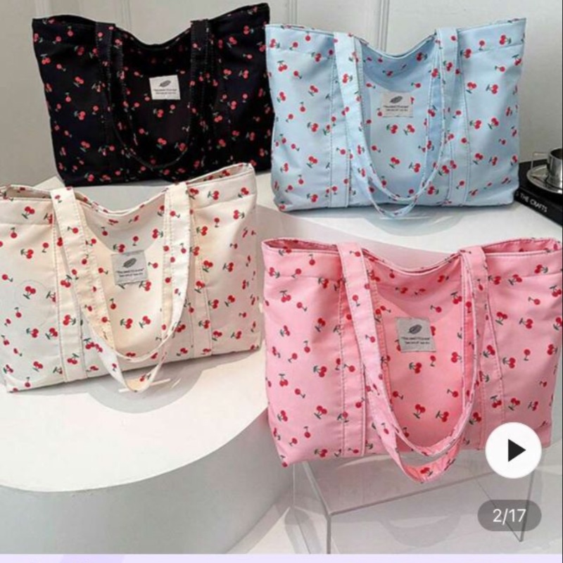Artistic Cherry Blossom Printed Nylon Bag