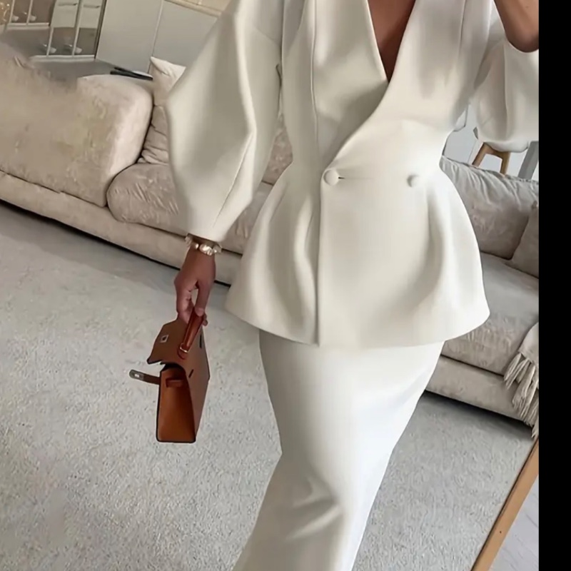 Ensemble costume blanc pour femme