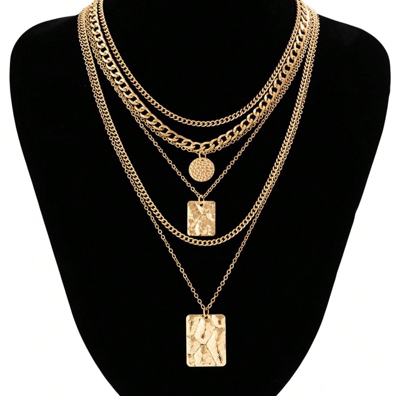 Ensemble de 6 nouveaux colliers superposés en métal et à motif de peau de serpent Ins