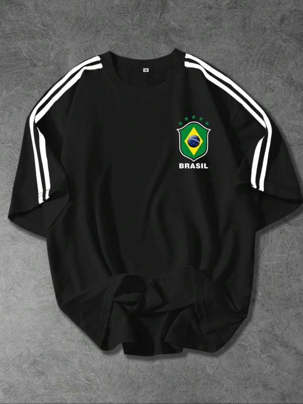 Shwiy T-shirt imprimé graphique simple avec décoration de ruban n°7, style streetwear décontracté, convient pour l'école et le port quotidien