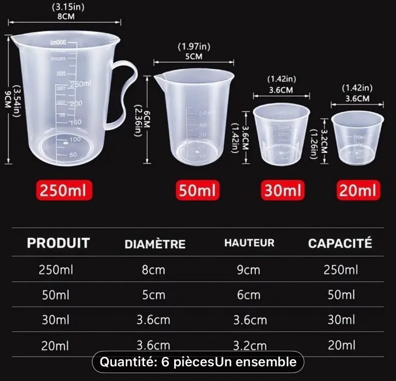 Ensemble de 6 gobelets doseurs