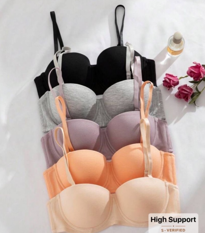 5 pièces Ensemble de soutien-gorge sans couture, sous-vêtements pour femmes (avec armature et coupe matelassée)