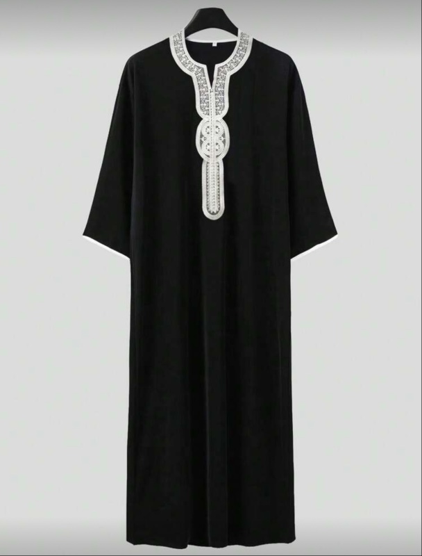 Men's Casual Colorblock Arabic Robe, Spring/Autumn