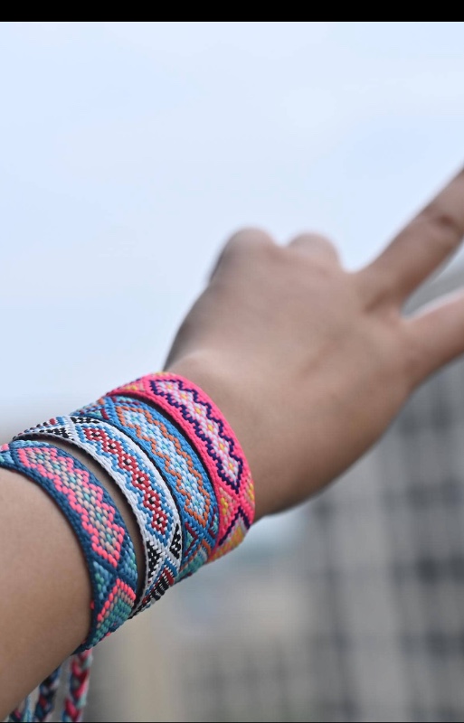 12 pièces/set Bracelet à chaîne bohémien à détail tressé à motif géométrique pour couple pour décoration quotidienne