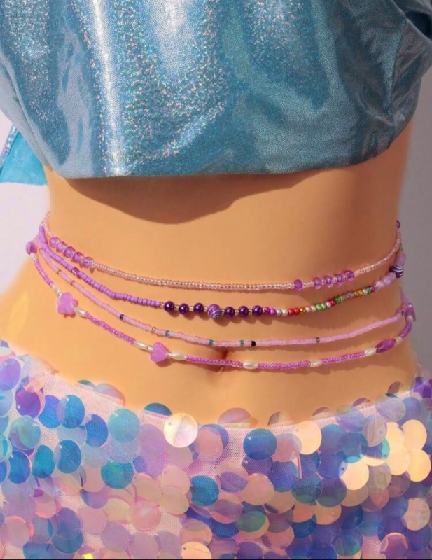 4 pièces/set Chaînes de taille style bohème avec perles de riz, chaînes de taille sexy pour femmes, bijoux de fête de plage d'été, couleur de perle aléatoire