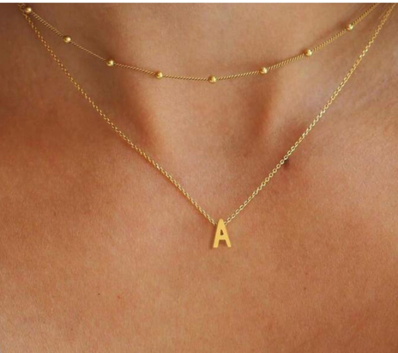 2 pièces Collier pendentif en acier inoxydable doré de style minimaliste