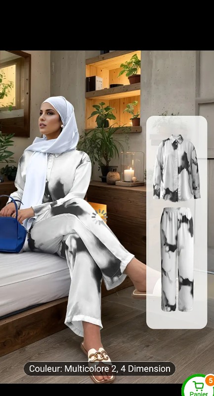 Ensemble Imprimé en Satin 2 Pièce