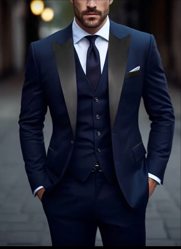 SHEIN Manfinity Mode Ensemble De Pantalon Et Veste De Costume Croisé À Double Boutonnage Et Col À Revers Pour Homme