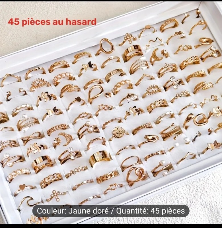 Ensemble de 45 bagues élégantes style bohème pour femmes