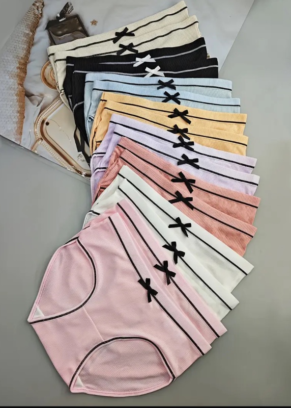 16 pièces Pack de Sous-vêtements Femme Taille Basse avec Nœud