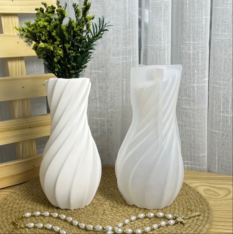 Moule en Résine DIY - Moule en pour Vase à Fleurs à Rayures Latérales