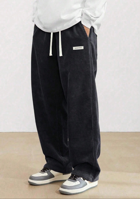 Pantalon décontracté à jambe droite en velours côtelé