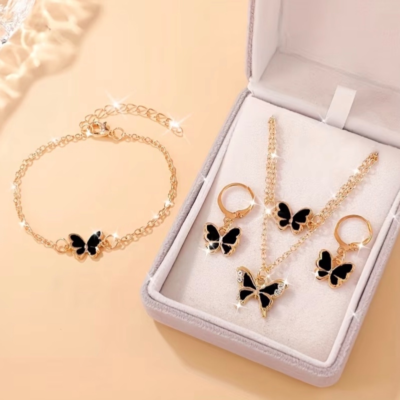 Ensemble de 4 bijoux carrés élégants pour femmes