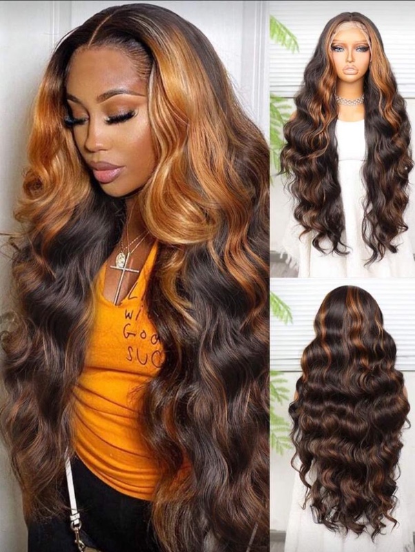 13x4 Lace Front Wigs Glueless Human Blended Hair HD Transparent Lace 200%