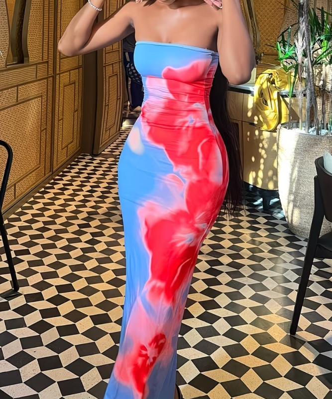 Mini-robe d'été élégante pour femmes, imprimé floral dégradé