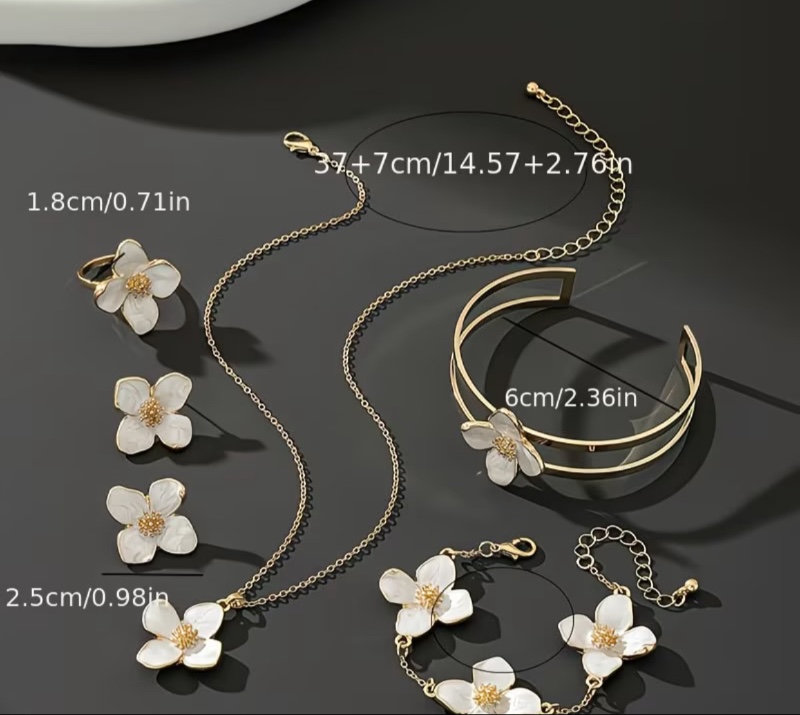 Ensemble de Bijoux Femme en Cinq Pièces : Collier