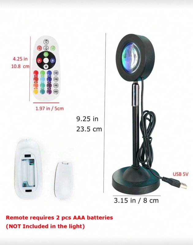 1pc RGB Sunset Projection Light/Monochrome Sunset Light, 5V USB Input