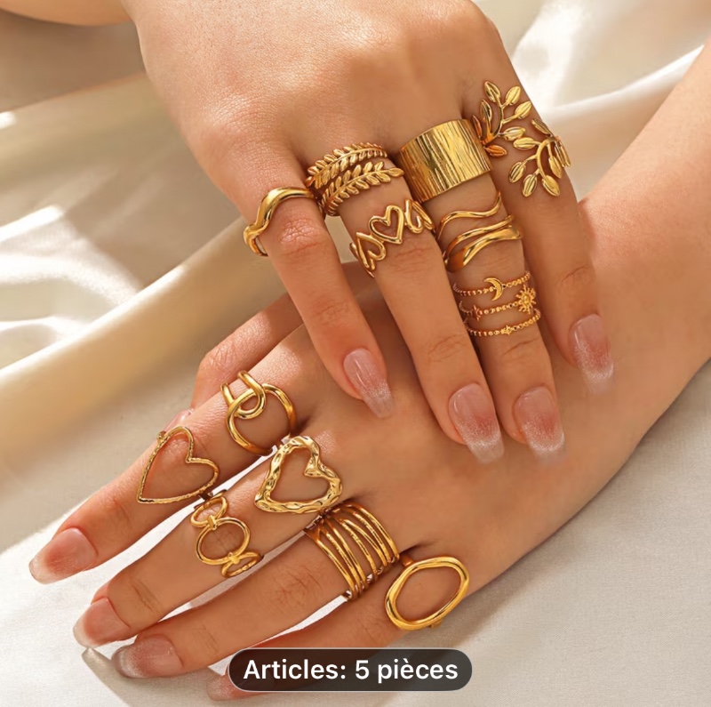 Ensemble de 5 bagues tendance