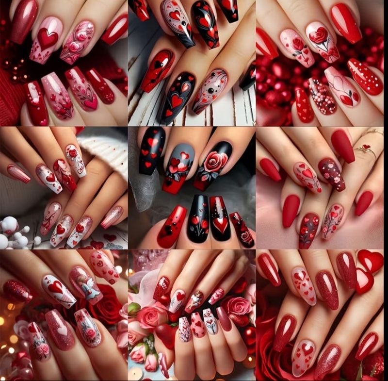 216 pièces d'ongles press-on pour la Saint-Valentin