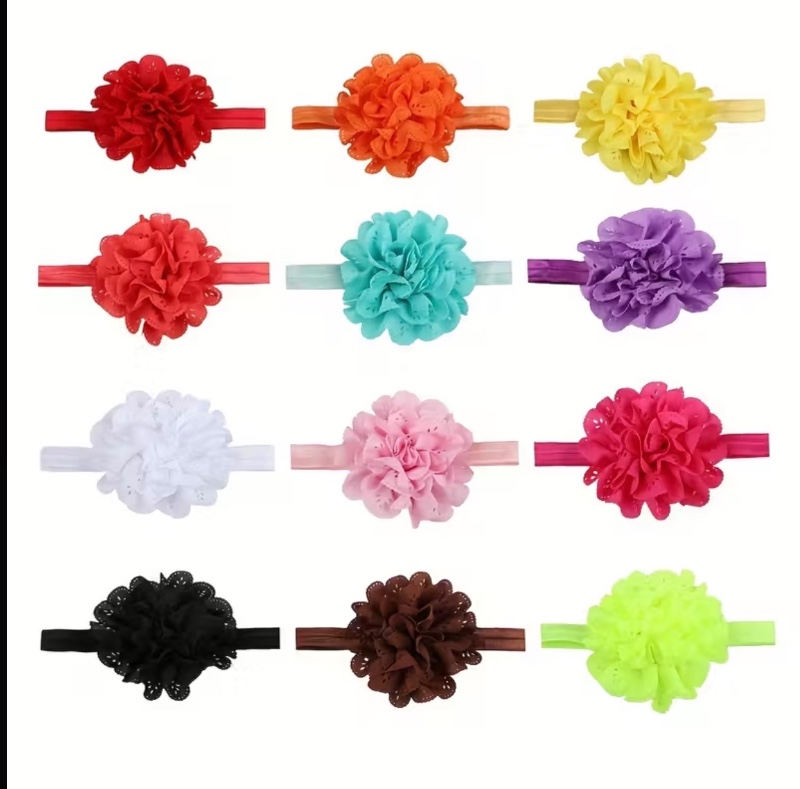 Lot de 12 Bandeaux Pour Bébé Avec Des Fleurs, Adorables