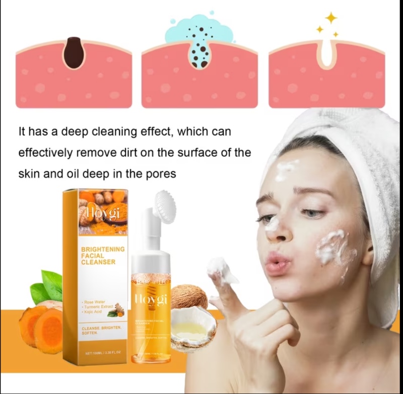 2 pièces - Nettoyant Visage au Curcuma 100 ml*2, Nettoyage en Profondeur pour la Peau du Visage, Atténue les Marques et les Imperfections, Hydrate, Éclaircit et Embellit la Peau