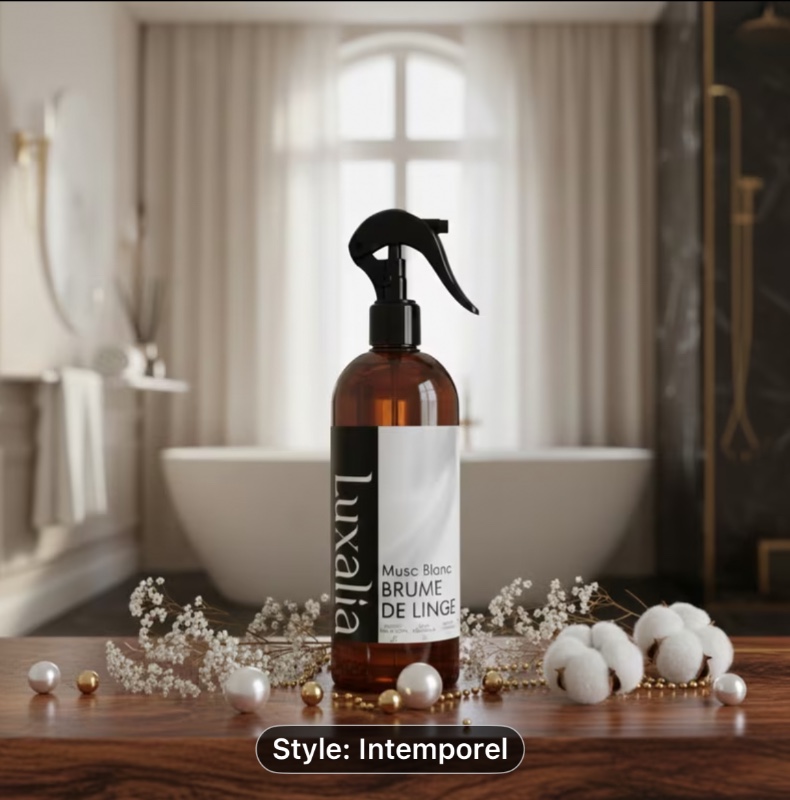 Brume de Linge Musc Blanc - Parfum Intense et Durable - White Musk - Haute Qualité - 500ml - LUXALIA
