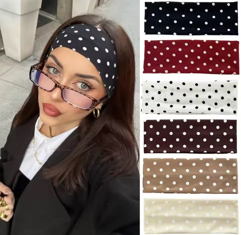 Y2K rétro Boho brise vent point extensible femmes bandeaux coréen Ins mode larges bandeaux Yoga sport rencontres cheveux accessoires