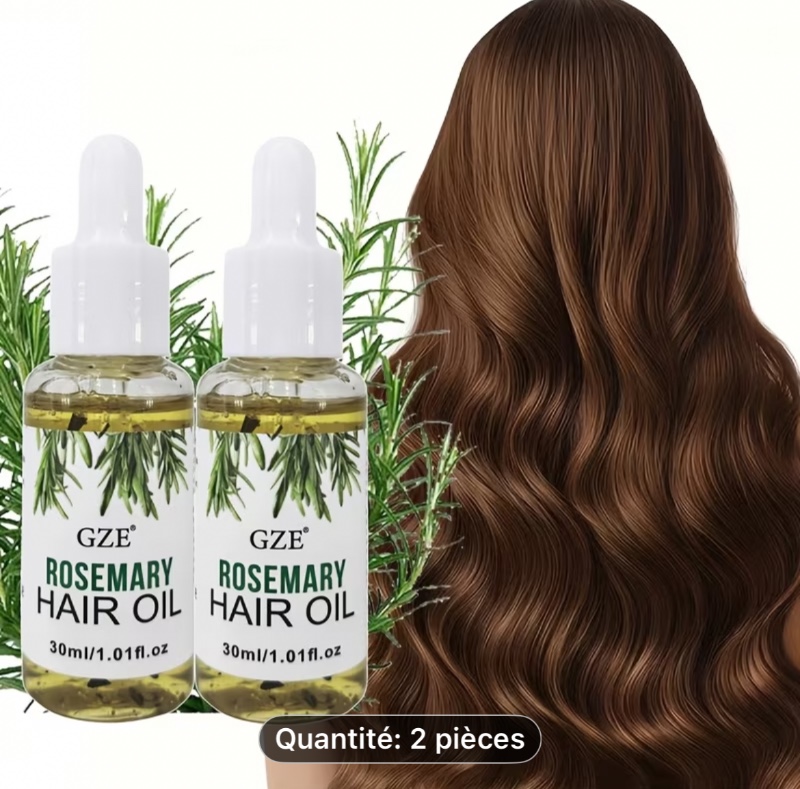 GZE Huile d'Romarin pour Cheveux Disponible en Pack de 2, Conçue pour Nourrir Votre Cuir Chevelu et Vos Cheveux. Avec de la Biotine, pour des Cheveux Plus Sains, Plus Forts et Plus Longs pour Tous les Types et Textures, y Compris les Cheveux Lisses, Ondul