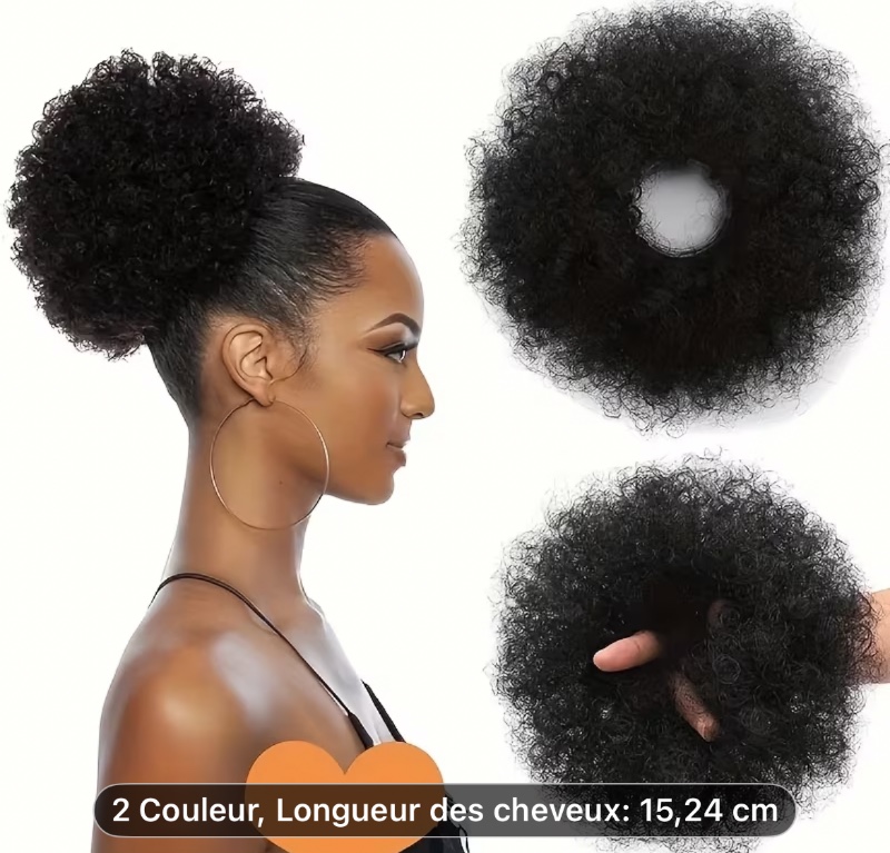 Chignon Synthétique Bouclé Africain pour Femmes, Volume Quotidien, Perruque pour Femmes