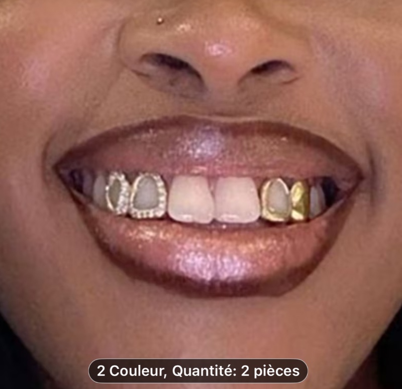 Ensemble de 2 bijoux tendance avec cuivre et incrustations de zircone, design creux en forme de cœur et grillz élégants, parfait comme cadeau stylé pour tous.