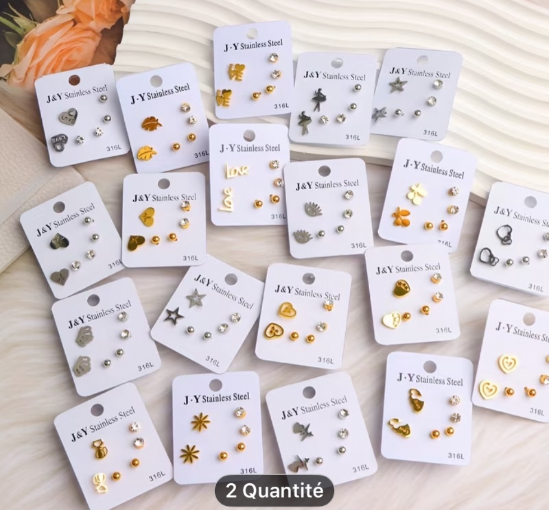 15/30 Paires/Paire de Boucles d'Oreilles en Acier Inoxydable Simple, Élégantes et Charmantes pour Femmes avec Couronne, Cœur, Papillon, Étoile, Motif de Design, Convient pour un Usage Quotidien, Bijoux Festifs, Cadeau de Fête et de Vacances