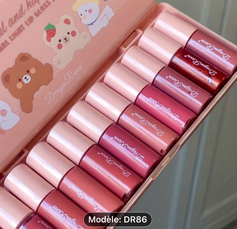 Ensemble de 10 pots de brillant à lèvres - Facile à appliquer avec un brillant à lèvres à paillettes fines, hydratant et non collant, palette de couleurs mixtes pour tous les types de peau