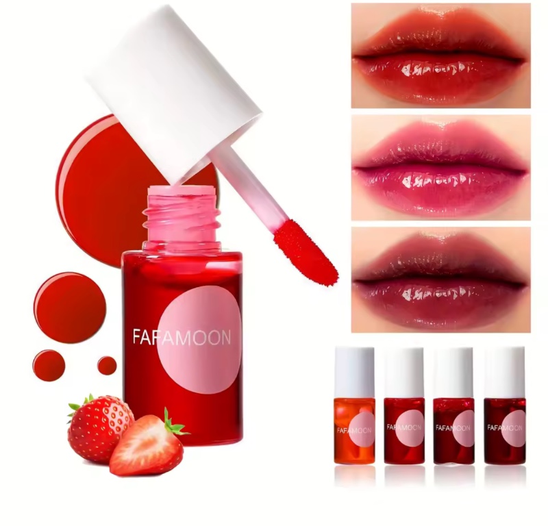 Teinte fruitée pour les lèvres, teinte brillant à l'eau, rouge à lèvres liquide hydratant et imperméable, antiadhésif, pigment élevé, couleurs vibrantes longue durée