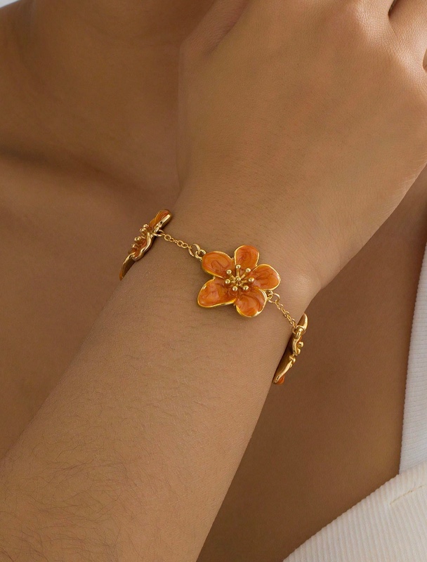 Bracelet élégant en résine blanche en forme de fleur, style vacances d'été (1 pièce), bijou floral à offrir