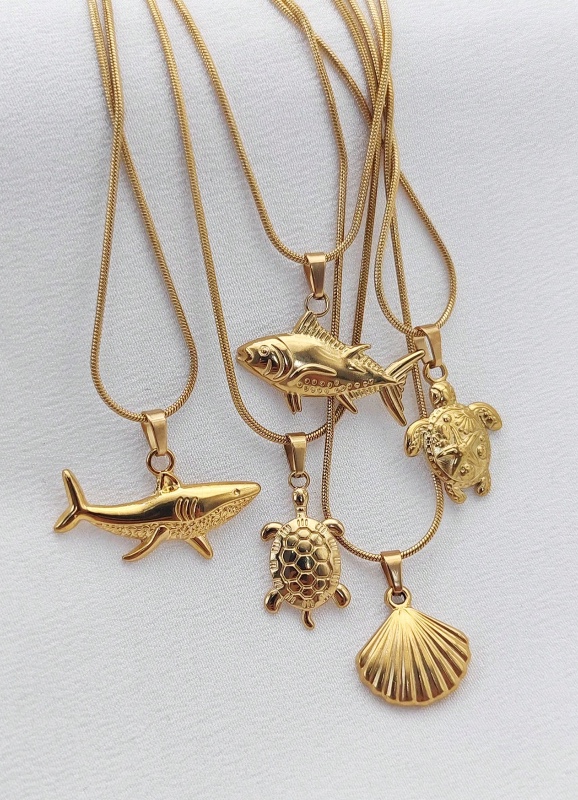 1 collier pendentif minimaliste et tendance en acier inoxydable, motif marin assorti, idéal pour les couples au quotidien