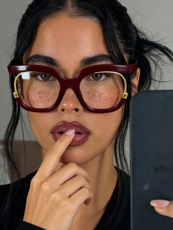 paire de lunettes surdimensionnées rouge vin transparentes pour femmes, monture large de style européen et américain, lunettes de lecture pour femmes, adaptées à la lecture quotidienne, aux déplacements, aux accessoires de plage
