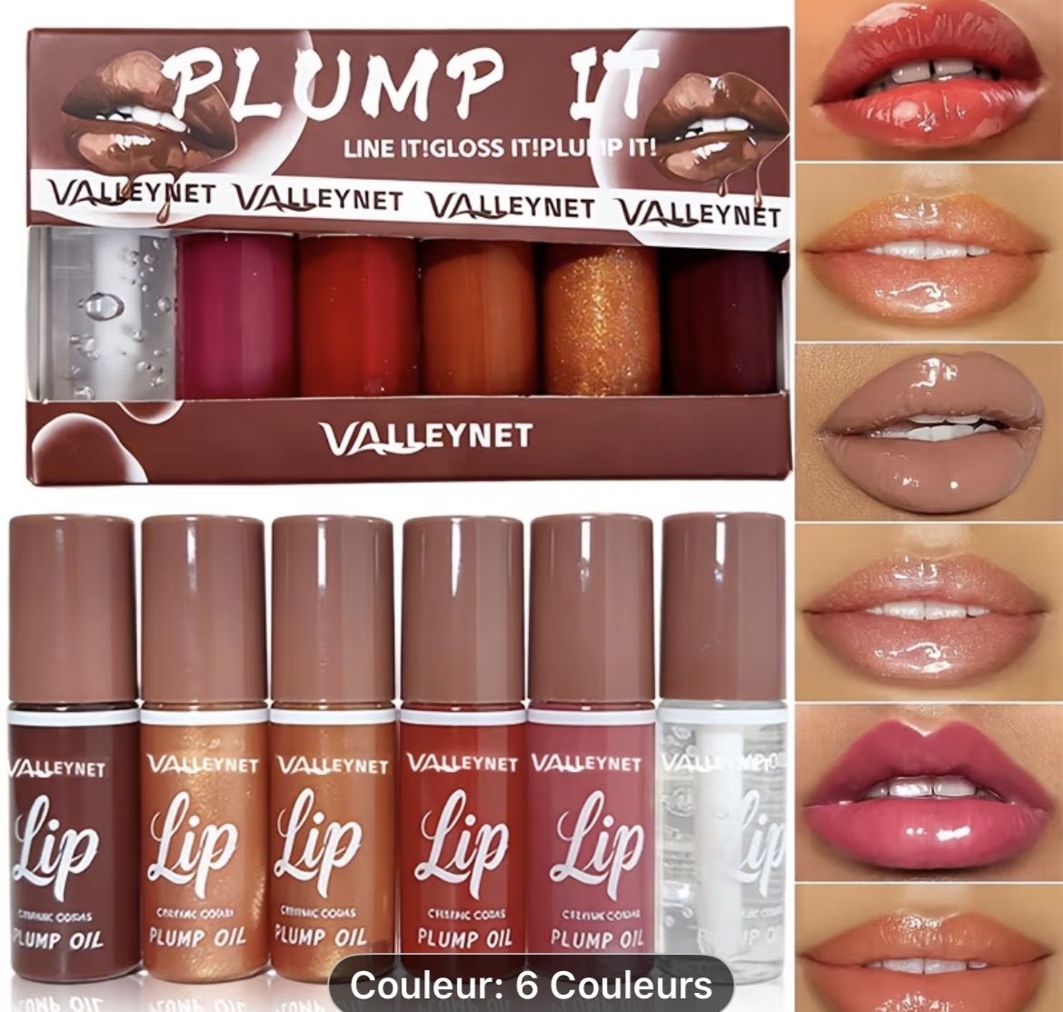 Ensemble de 6 couleurs d'huile à lèvres, ensemble de teintes à lèvres en huile aqueuse, rouge à lèvres liquide, brillant hydratant, teint multi-usage pour les lèvres et les joues, non collant, haut de gamme
