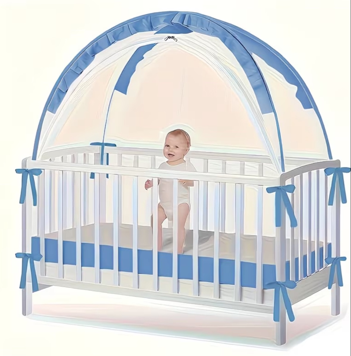 Canopy de berceau - Filet anti-fuite pour empêcher les bébés de s'échapper - Tente pop-up robuste et respirante pour berceaux, couverture de sécurité