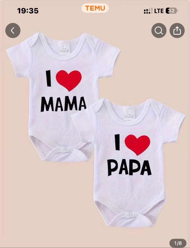 Ensemble de 2 bodies pour bébé avec amour pour papa et maman