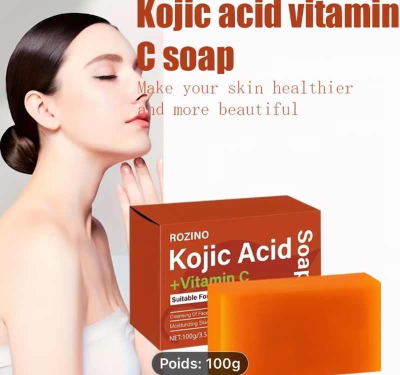Savon au curcuma et à l'acide kojique, Savon à l'acide kojique et au curcuma, Savon Kojie San, Dense et propre sans tiraillement, Savon à la vitamine C et à l'acide kojique pour éliminer les taches brunes, Savon à l'acide kojique, Savon artisanal nourriss