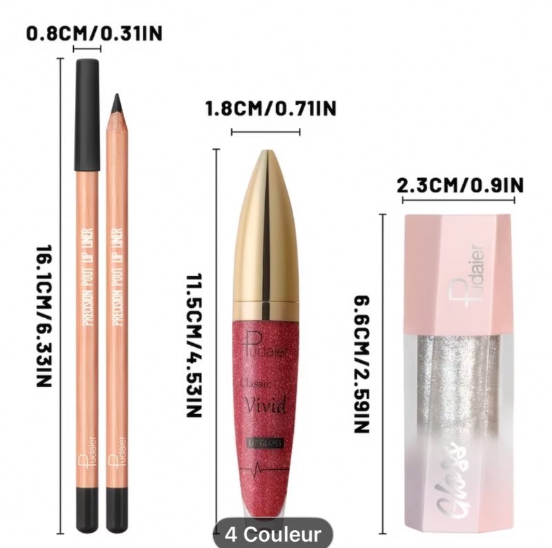 Gloss à Lèvres et Rouge à Lèvres pour Femmes - Brillance, Hydratant, Teintes Rose/Violet/Rouge, Adapté à Tous les Tons de Peau, Couleur Longue Durée