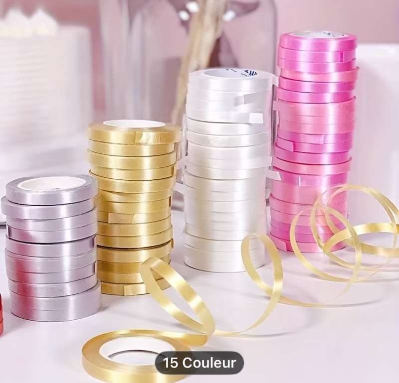 10m /Couleur (,,,) Ruban pour Ballons - Décoration en Plastique pour Mariage Anniversaire Fête avec Accessoires pour Ballons, Léger & pour Loisirs Créatifs, Douches, Décorations de Fête - Sans Bords Cousus, Rouleau