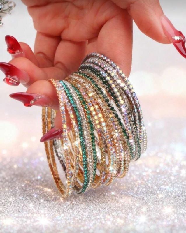 10/15/20 Bracelets élastiques tendance et élégants, ornés de strass colorés, pour filles. Couleurs vives et variées. Parfaits pour le quotidien.