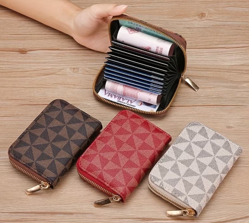 Porte-cartes Nouveau pour Femmes avec Multiples Fentes, Porte-Monnaie Anti-aimant, Étui Multifonction à Fermeture Éclair, Pochette de Cartes Bancaires, Mini Portefeuille, Porte-clés