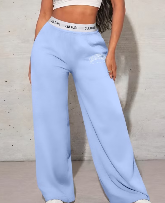 Pantalon large à taille haute K6 pour femmes avec poche et motif LOS ANGELES, pantalon décontracté polyvalent