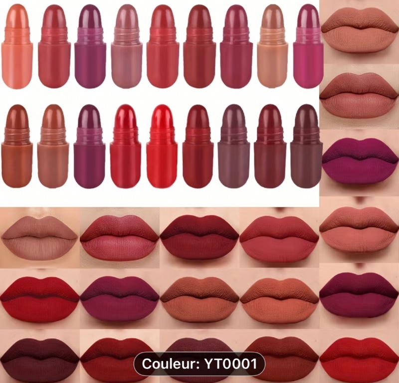 18 pièces mini capsule rouge à lèvres, adapté à divers scénarios de maquillage, 18 couleurs riches et durables, brillant à lèvres longue tenue